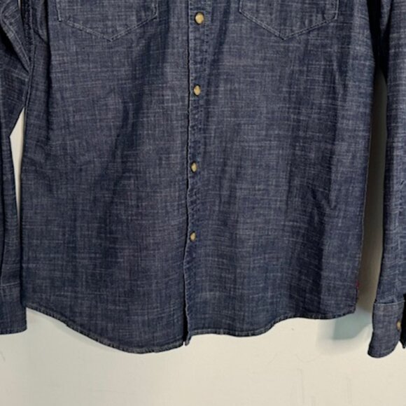Wrangler Women's Snap Button Denim Longs Sleeve Shirt Size Small Petite - Picture 3 of 5